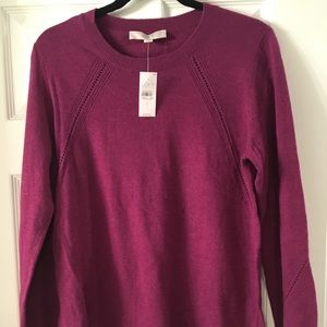 Loft Fushcia Merino WoolSweater Size L